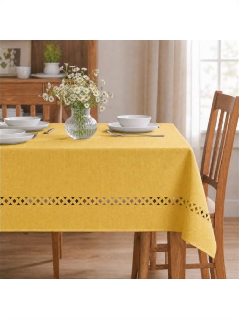 Horaldaily Rectangle Tablecloth Cutouts 60x84 Polyester Kitchen Dining